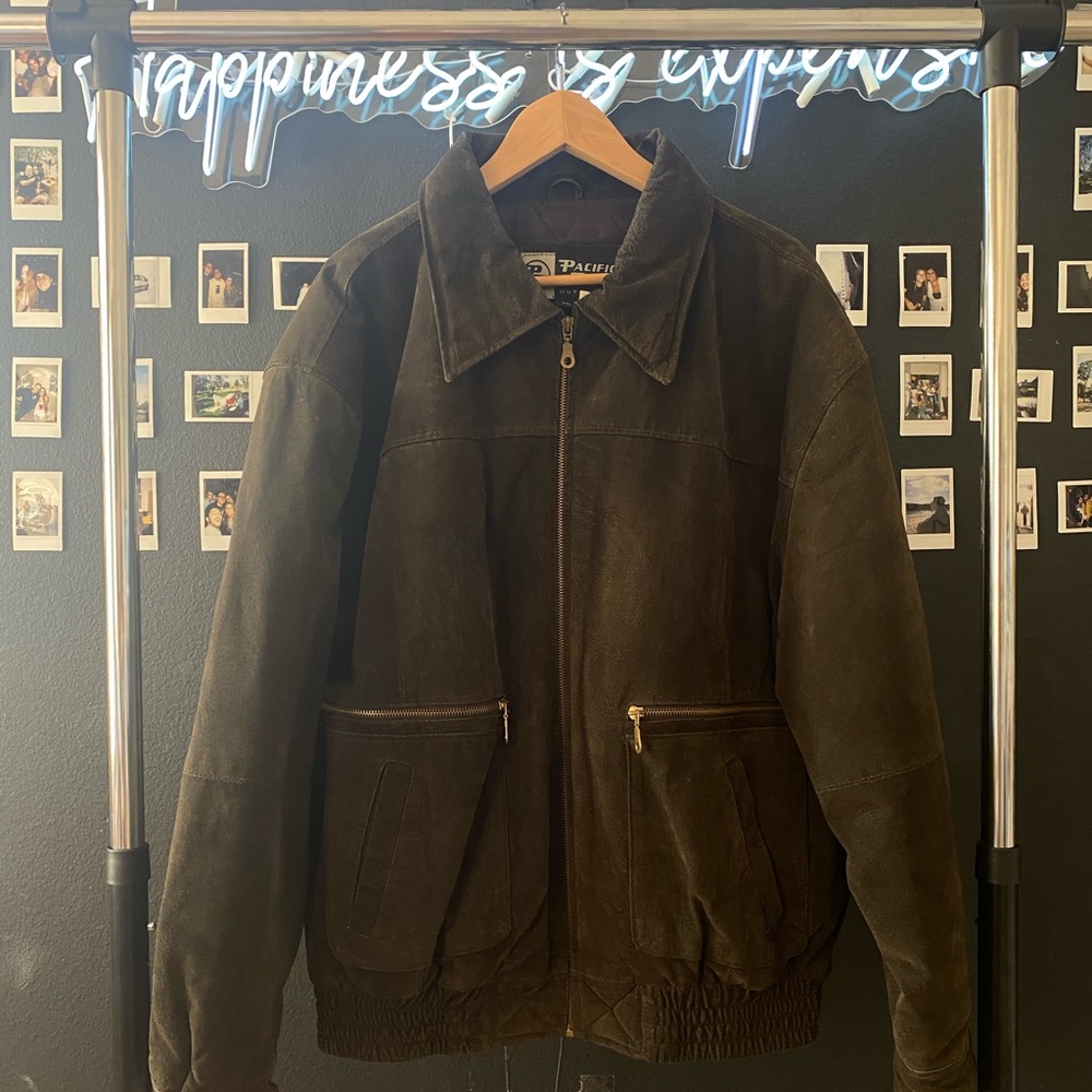 Quilted Suede Vintage Aviator Jacket